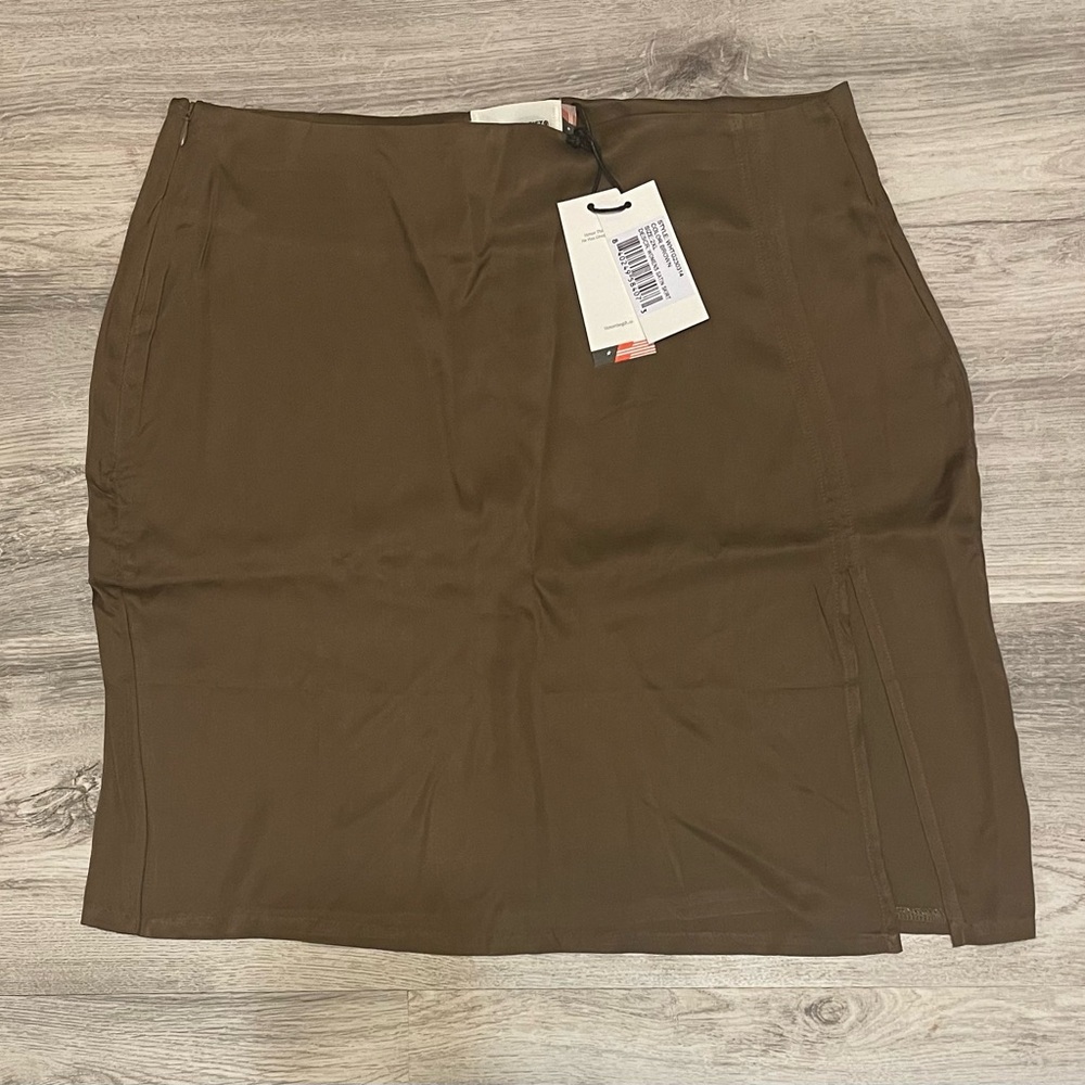 Honor The Gift Women's Chocolate Brown Satin Mini Skirt With Logo Size XXL NWT